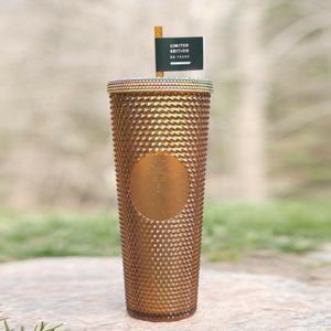 Starbucks 50th Anniversary Gold Copper Studded Venti 24oz Tumbler Brand New